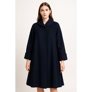 1950s Levine & Smith Forstmann Virgin Wool Swing Coat Navy Medium - XL